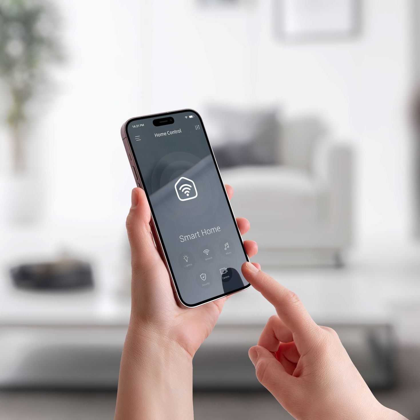 smart-hem skärm på telefon